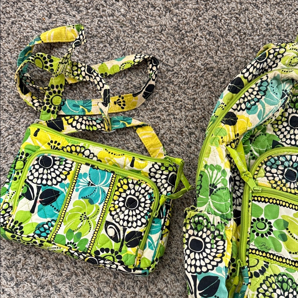 Vera Bradley Green and Blue Floral Bag - Picture 3 of 3